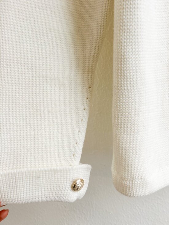 VINTAGE 60s Lilly of California Cream Knit Double Breasted Lady Jacket Blazer - Picture 6 of 13